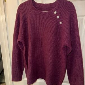 Knox Rose Maroon Sweater with Button Accents